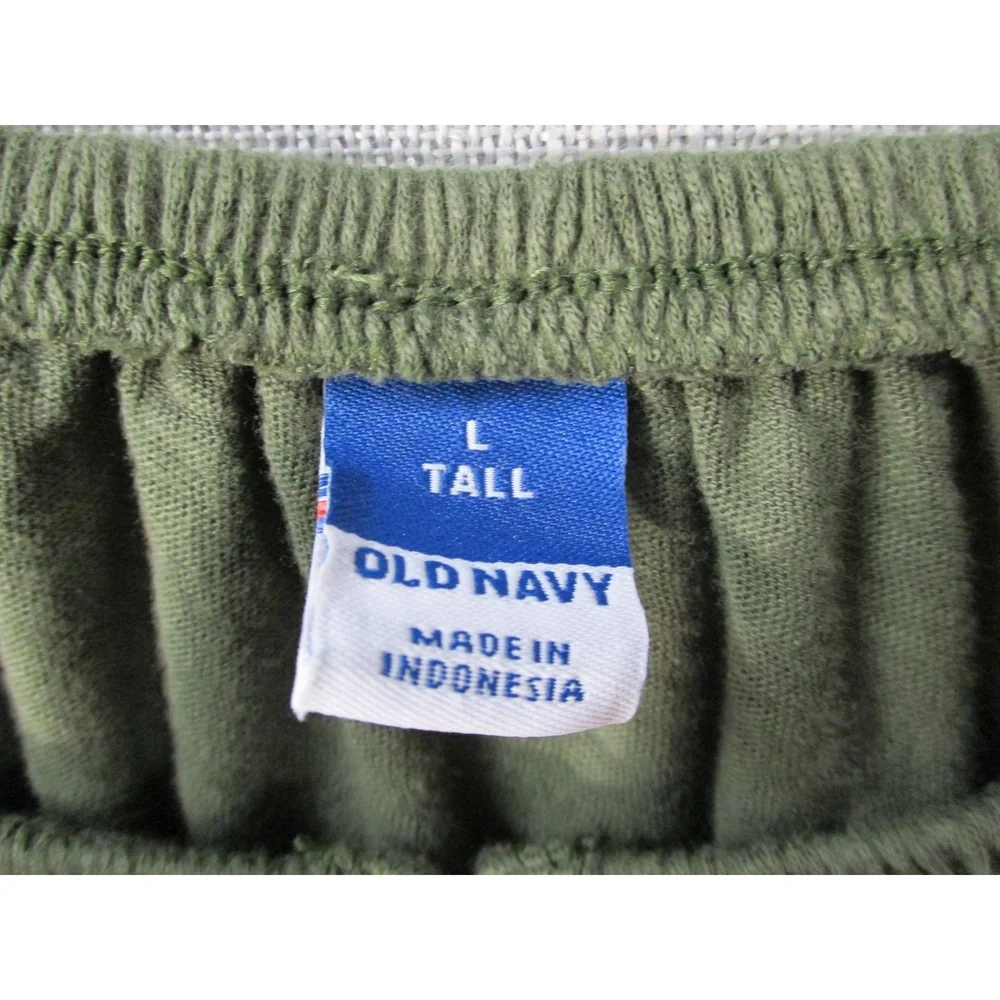 Old‎ Navy Olive Green Gathered Puff Sleeve Slub Knit Blouse Womens Size L Tall